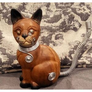 Vintage Teak wood cat 